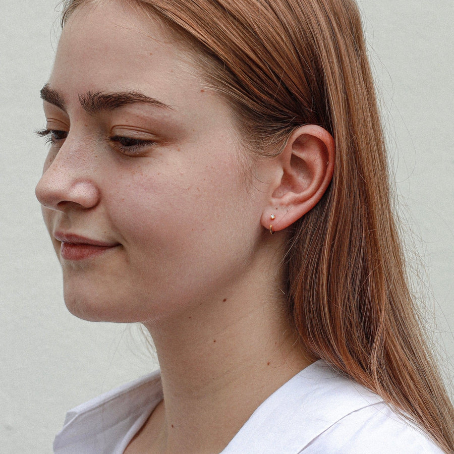 Stay Close Moissanite Hoops on Model - Perfect Fit for Everyday Elegance