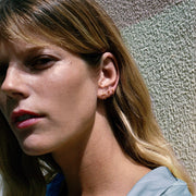 Stay Close Bar Hoops on Model - Perfect Fit for Everyday Wear