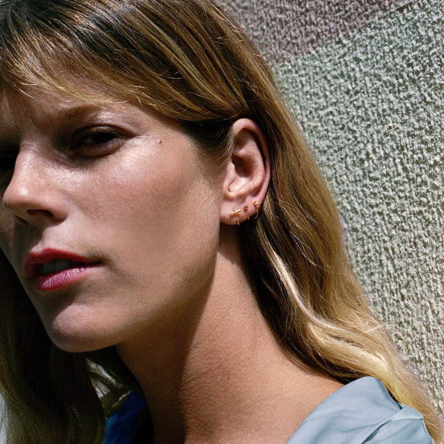Stay Close Bar Hoops on Model - Perfect Fit for Everyday Wear