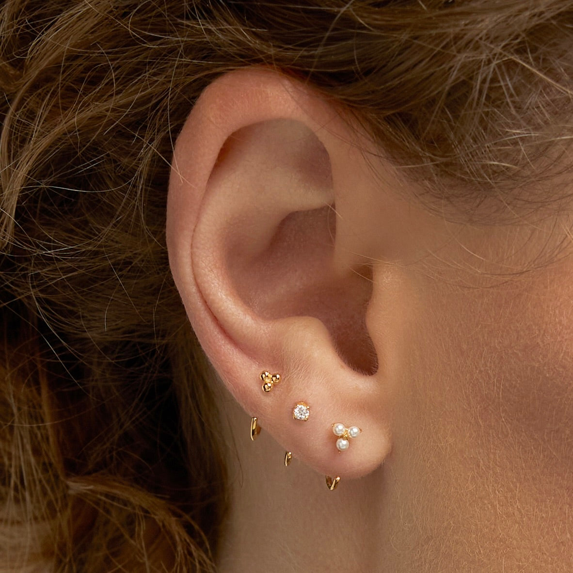 Stay Close Trinity Pearl Hoops