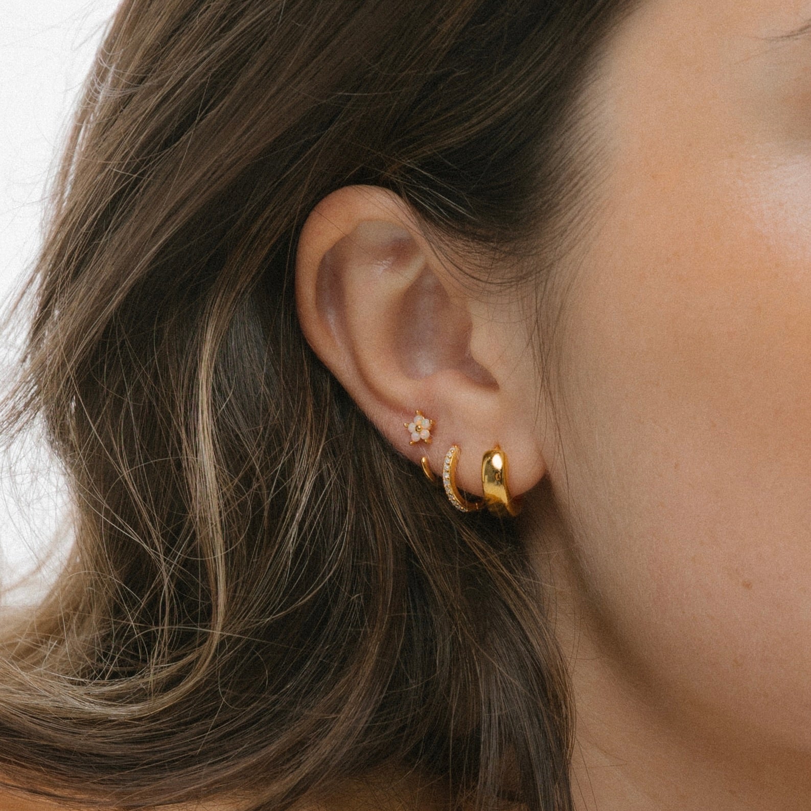 Stay Close Flower Opal Hoops