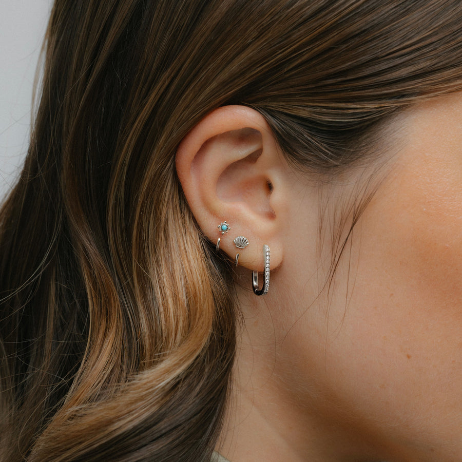 Pavé Lock Medium Hoops
