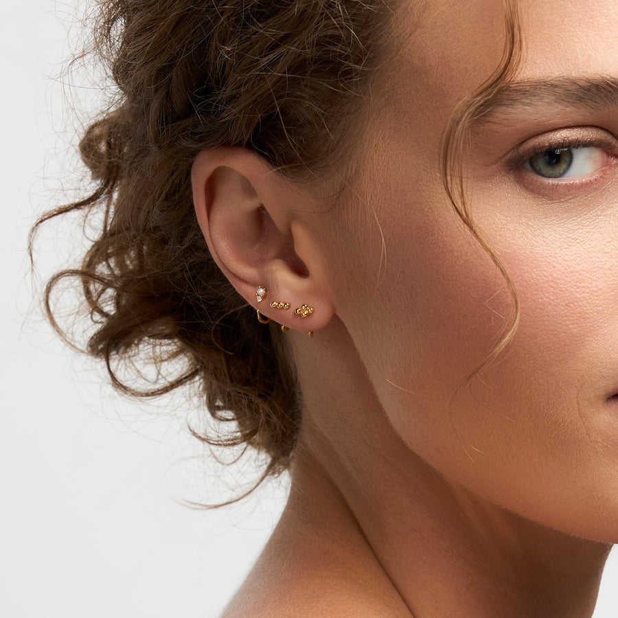 Stay Close Beaded Bar Hoops