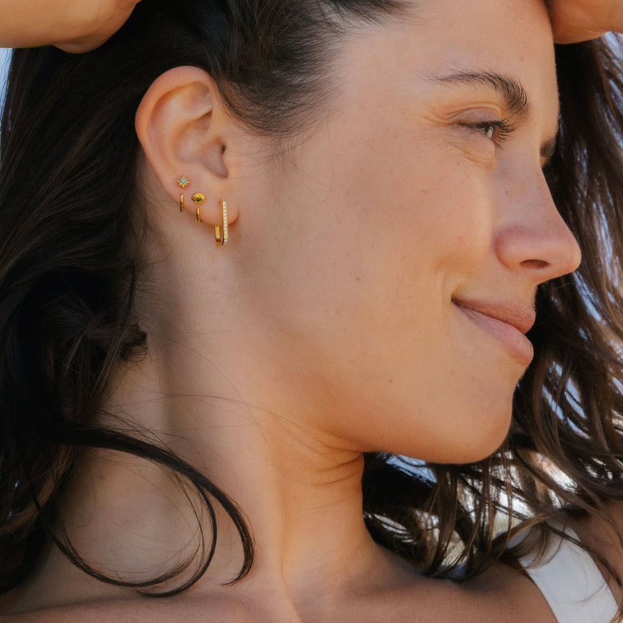 Stay Close Seashell Hoops