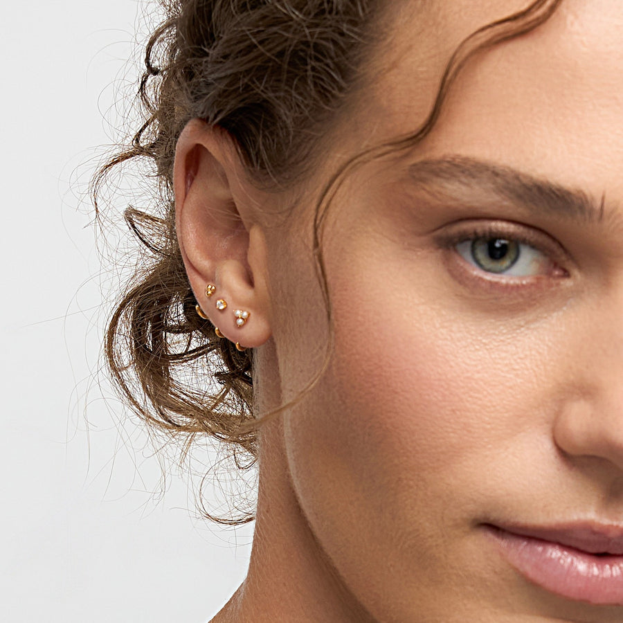 Stay Close Trinity Pearl Hoops