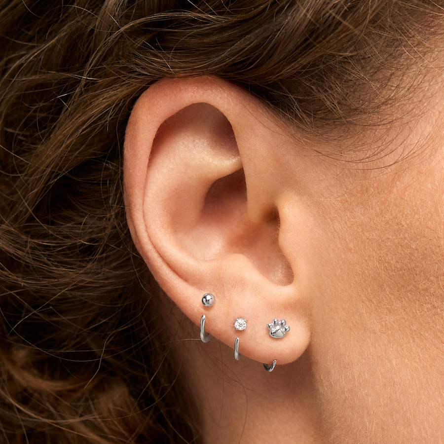 Stay Close Paw Print Hoops