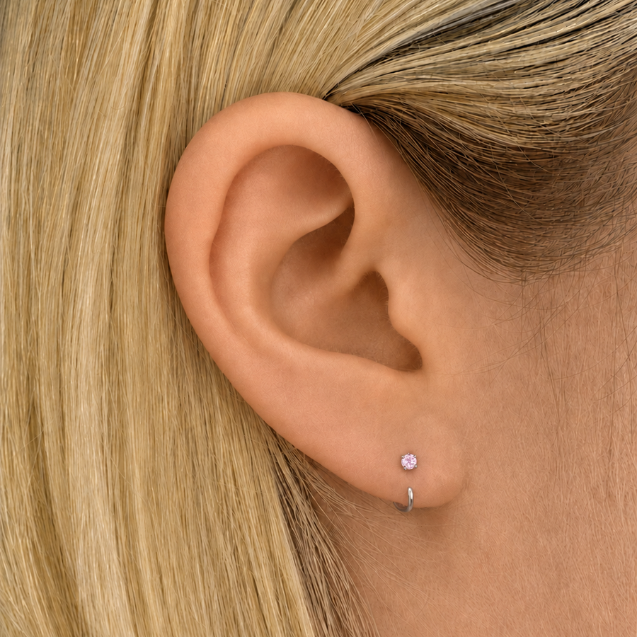 Stay Close Pink Sapphire Hoops