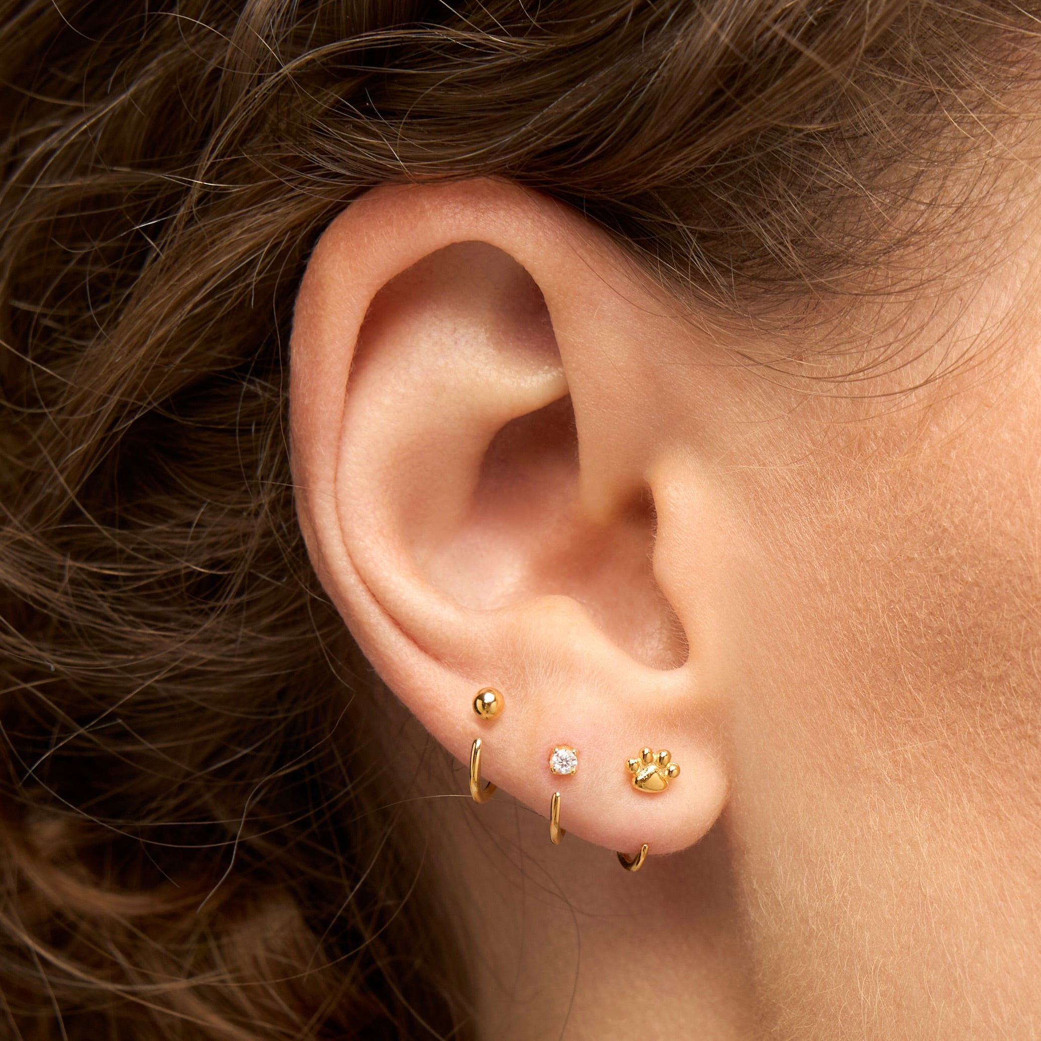 Stay Close Paw Print Hoops