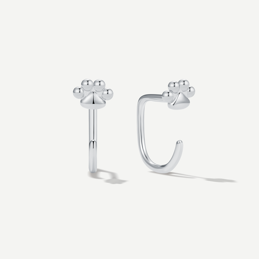 Stay Close Paw Print Hoops