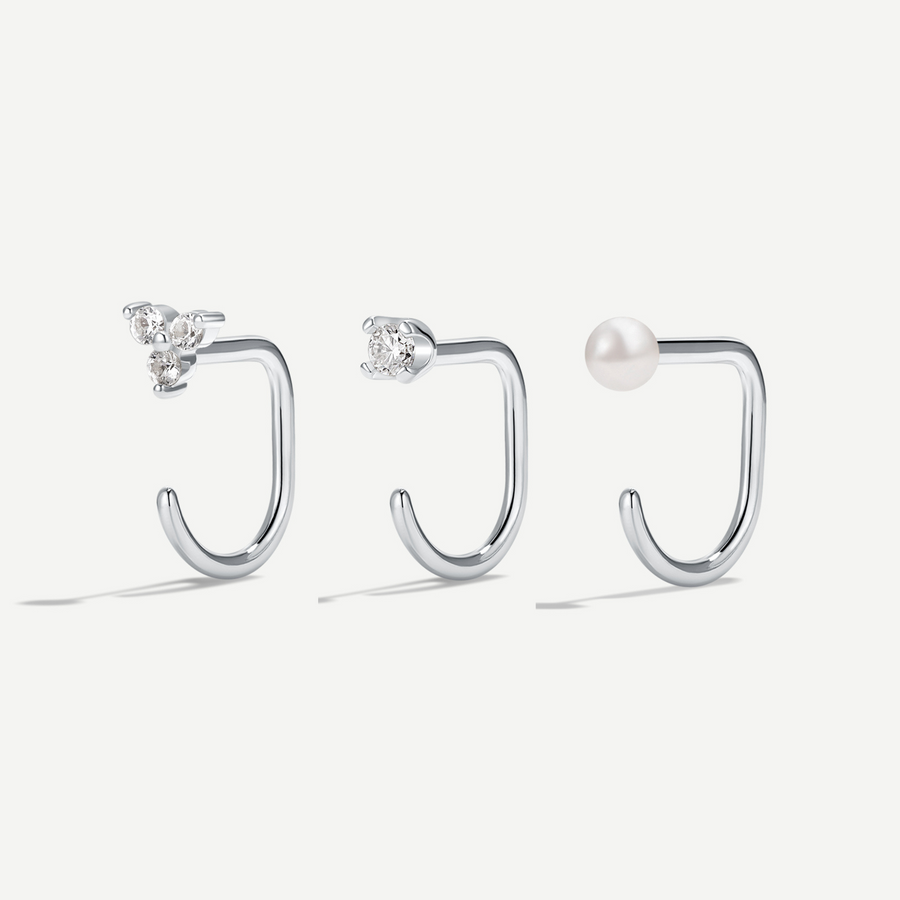 Stay Close Pearl Hoops Set