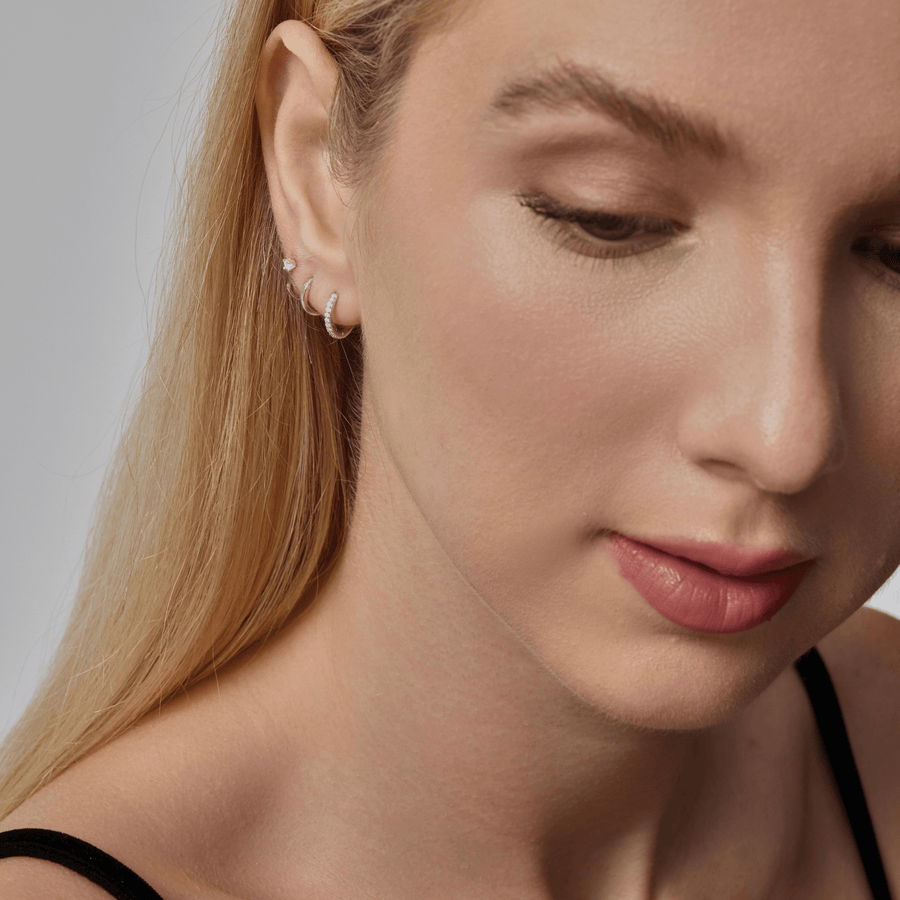 Pavé Fire Moissanite Huggie Hoops - ARDANT